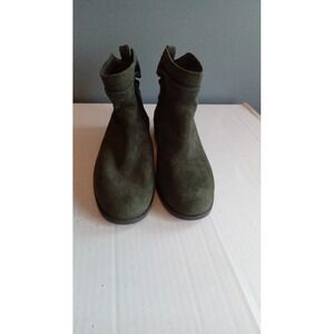 Suede Ankle Boots Olive Green Slouch Booties Casual Comfy Shoes Size?‎